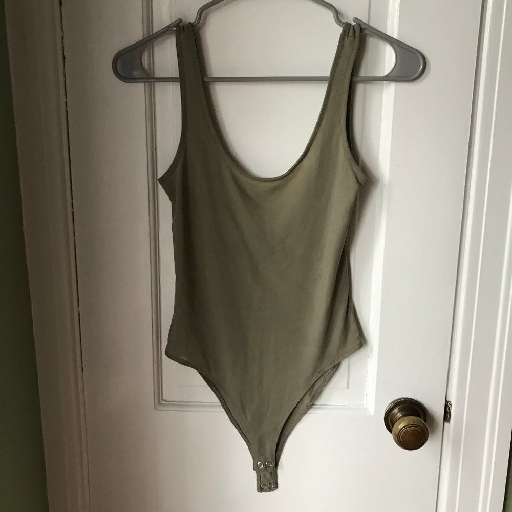 Forever 21 Sheer Army Green Bodysuit